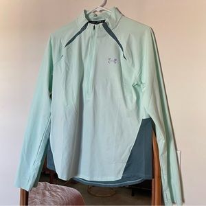 Under Armor half zip long sleeve mint and dark green size large